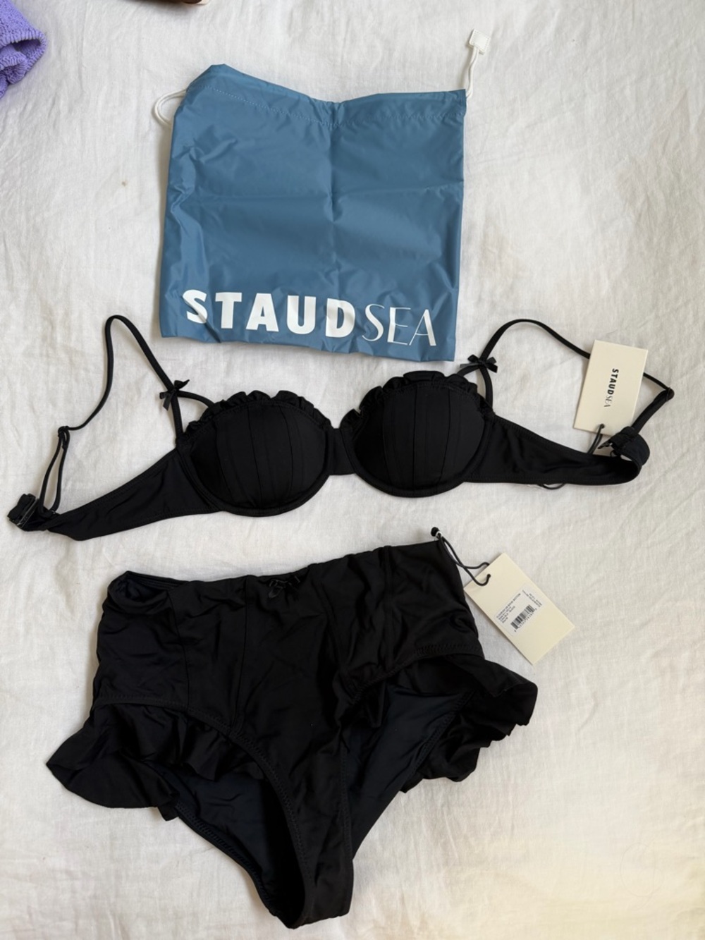 STAUD Black Ruffle Bikini Set
